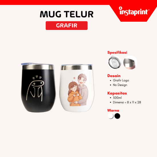 Mug Telur/Gelas Kopi Custom Grafir/Sablon Warna Logo, Mug Souvenir Grafir/Sablon Warna Web