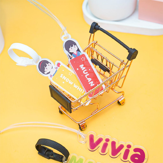 Bag Tag Acrylic Nama Character Lucu Anak 3 mm Souvenir Custom Web