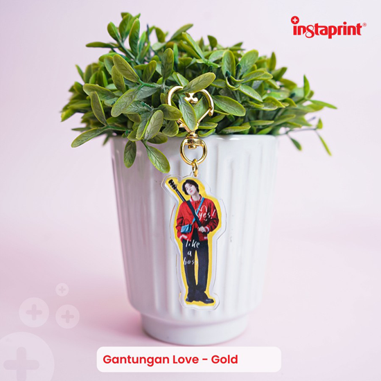 Gantungan Kunci Acrylic 3 mm Ring Love Gold WEB