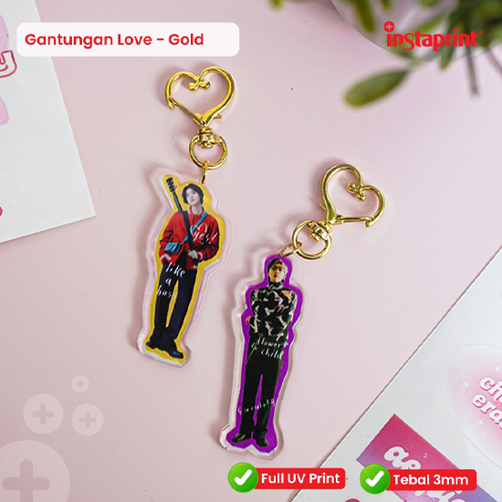 Gantungan Kunci Acrylic 3 mm Ring Love Gold WEB