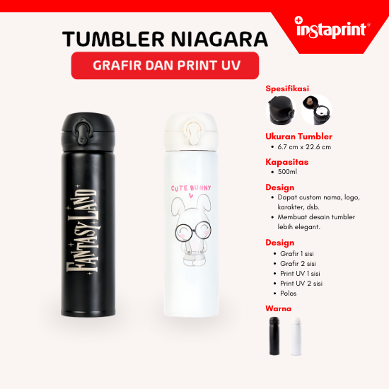 Tumbler Niagara Custom Laser Grafir/Print UV/Nama/Logo/Karakter Souvenir Tumbler/Promosi Murah WEB