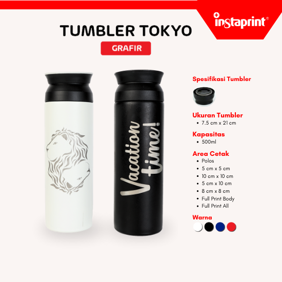 Tumbler Travel Grafir Nama Custom / Tumbler Tokyo Travel Custom Print / Tumbler Termos 500 ml / Tumbler Custom Botol Minum Stainless Steel WEB