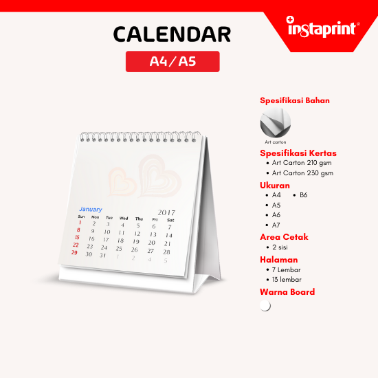 Kalender Duduk A4, A5, A6, A7, B6 / Kalender Custom WEB