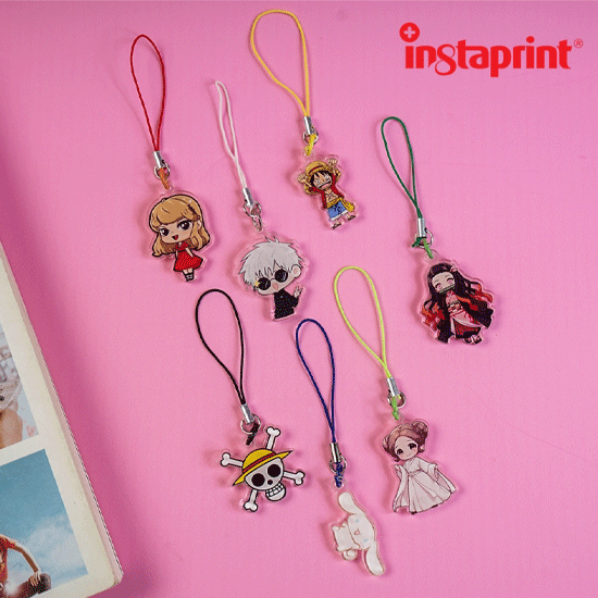Gantungan HP Acrylic | Gantungan Flashdisk Acrylic 3mm | Hiasan Aksesoris Tali Charm Handphone | Tali Gantungan Hp Karakter Lucu | Phone Strap Tali Gantungan Pendek WEB
