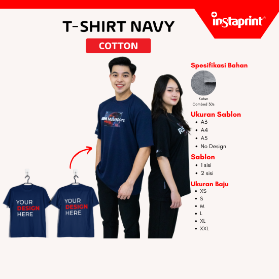 T-Shirt Combed 30s Navy Custom Sablon Digital / Kaos Polos Murah WEB