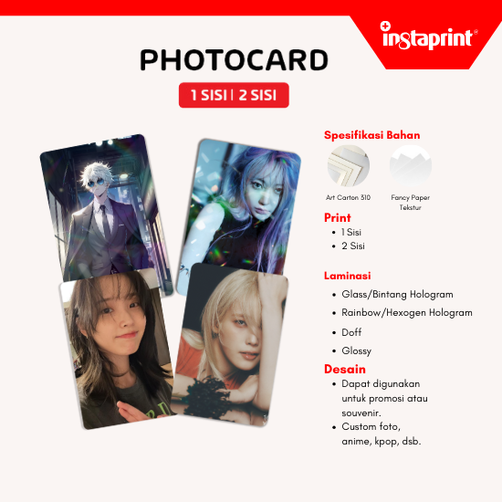 Photocard Custom Gambar Bebas/Anime/KPOP - Photo Card Foto Custom Anime/Kpop WEB