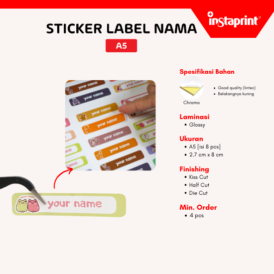 Cetak Sticker Label Nama A5 / Sticker Nama Estetik / Sticker Lucu ...
