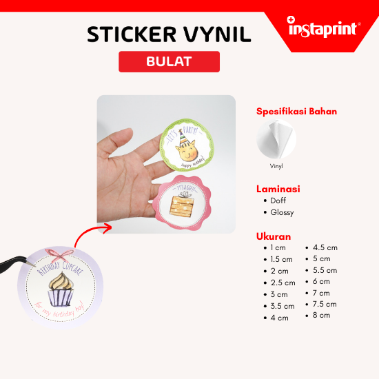 Cetak Sticker Vinyl / Label Bundar Anti Air / Label Makanan Bundar WEB
