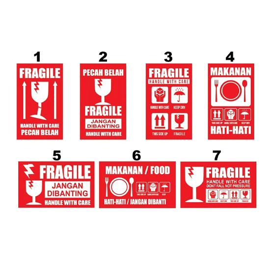 Sticker Fragile Murah / Cetak Sticker Pecah Belah Kemasan Olshop / Label Pengiriman Awas Pecah Web