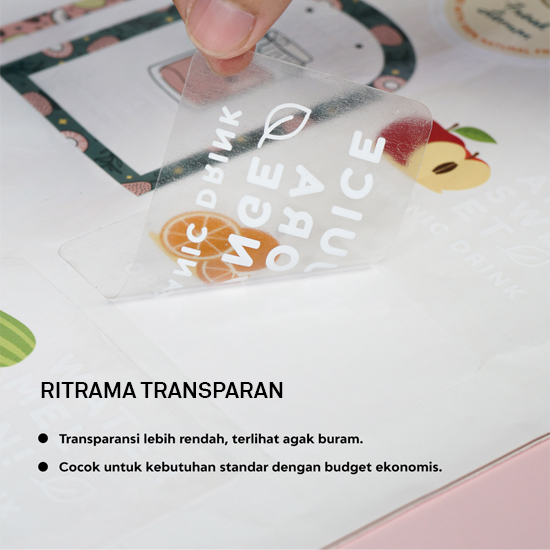 Cetak Sticker Transparant A3+ White Ink / Print Stiker Label Kemasan Transparan Tinta Putih WEB