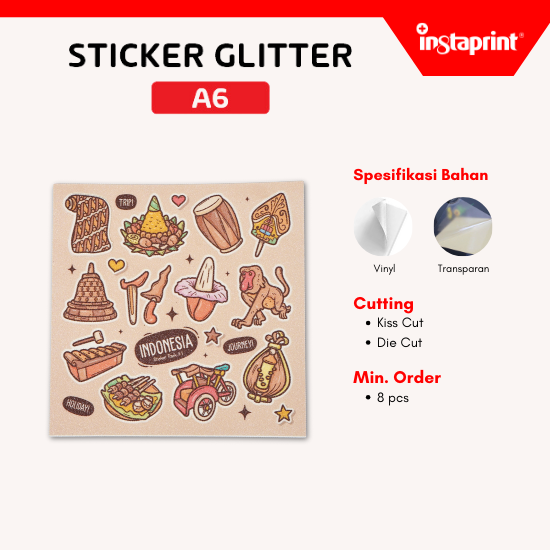 Cetak Cutting Custom Sticker Glitter A6 | Sticker Pack Custom A6  ...