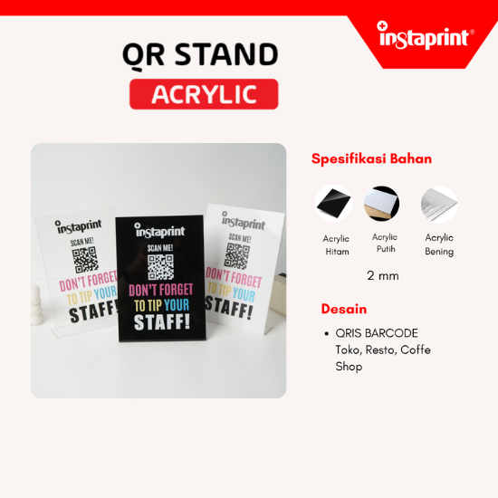 STAND QRIS/ Barcode AKRILIK TENT Nomor Meja Cafe / Stand Nomor Meja Bending / Nomor Meja Dekorasi WEB