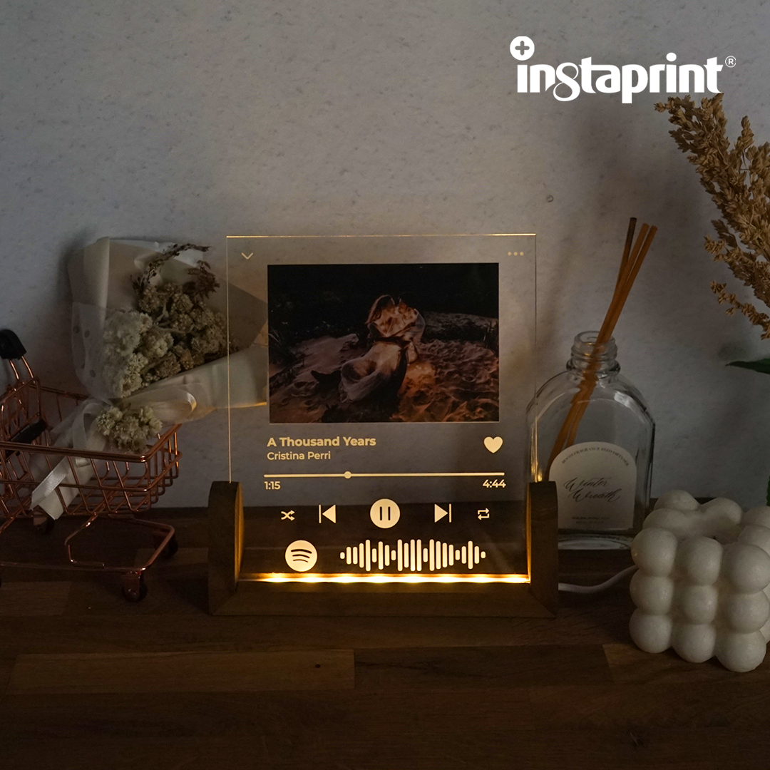 Custom Photo Acrylic Spotify Polaroid + LED Stand | Kado Ulang Tahun, Graduation, Wedding, Anniversary, Plakat Wisuda 4.9, Personalised gift, Lampu Tidur Hias Custom Foto WEB