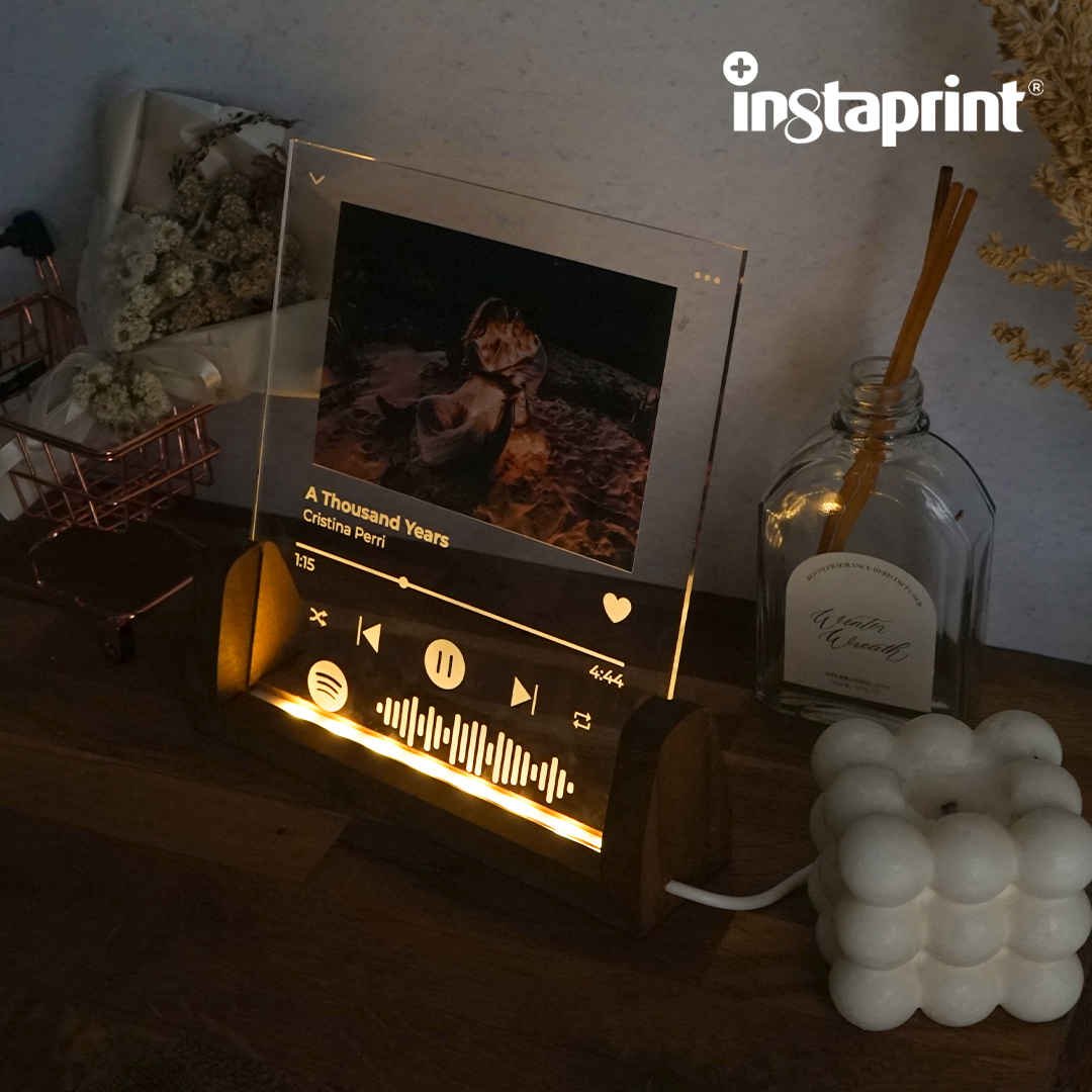 Custom Photo Acrylic Spotify Polaroid + LED Stand | Kado Ulang Tahun, Graduation, Wedding, Anniversary, Plakat Wisuda 4.9, Personalised gift, Lampu Tidur Hias Custom Foto WEB