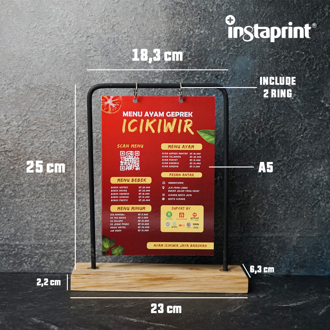 Stand Display Menu Gantung Kayu WEB